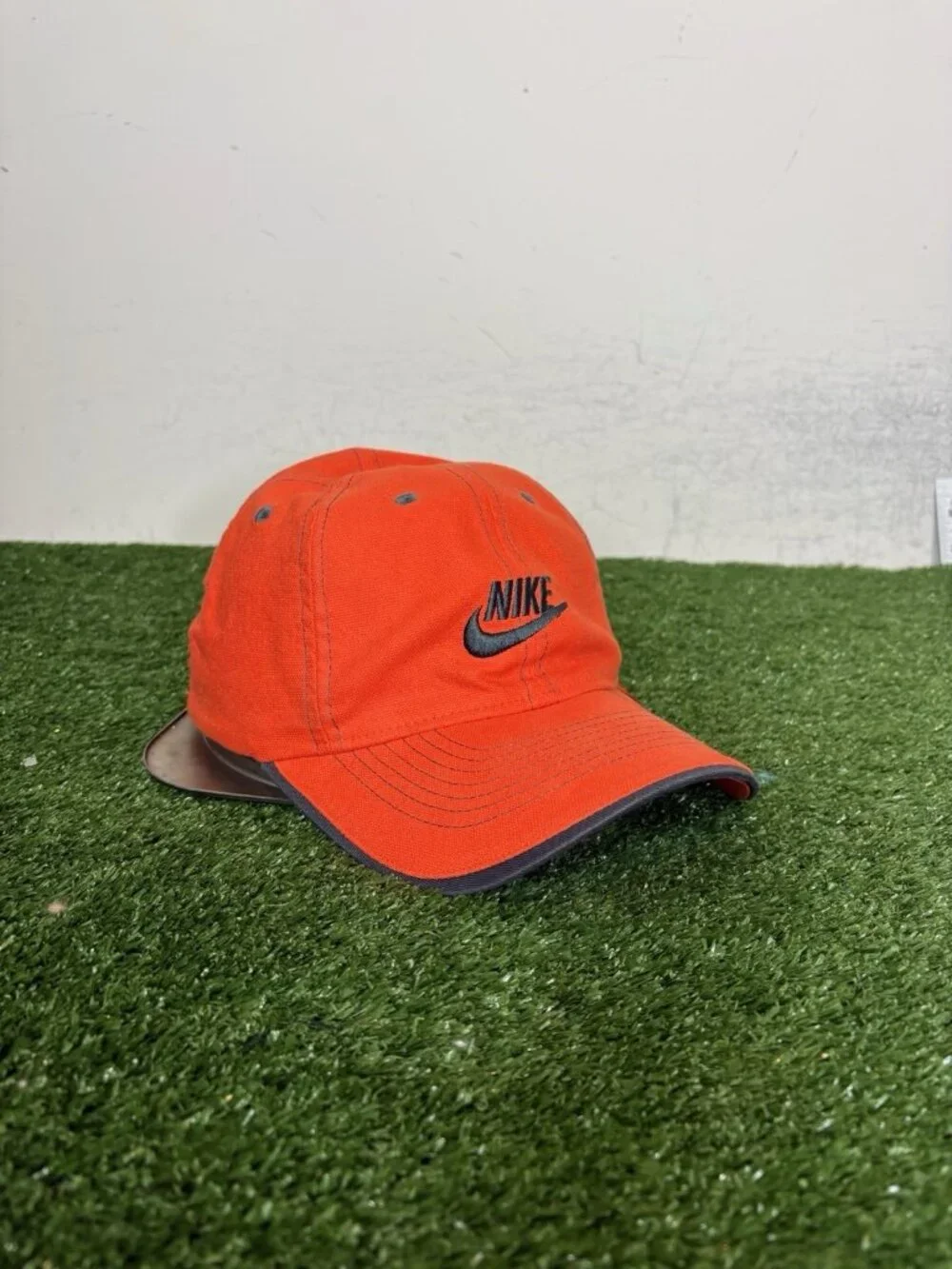 Vintage Nike hat cap fitted small S/M orange gray lighweight Y2K air golf mens